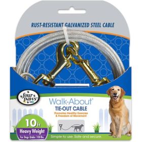 Four Paws Dog Tie Out Cable  Heavy Weight Multiple Lengths (Size: 10 Feet)