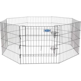 Petmate Exercise Pen Single Door with Snap Hook Design and Ground Stakes for Dogs Multiple Sizes (Size: 24 Inches Tall)
