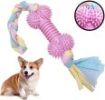 Dog Chew Toy With Cotton Rope Natural Rubber Cleans Molars