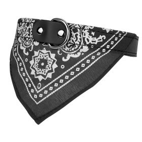 Adjustable Bandana Leather Pet Collar Triangle Scarf Multiple Colors & Sizes (Color: Black, Size: Large)