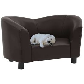 Dog Sofa Brown 26.4"x16.1"x15.4" Faux Leather (Color: Brown Faux, Size: 26.4"x16.1"x15.4")