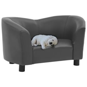Dog Sofa Grey 26.4"x16.1"x15.4" Faux Leather (Color: Grey Faux, Size: 26.4"x16.1"x15.4")