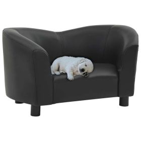 Dog Sofa Black 26.4"x16.1"x15.4" Faux Leather (Color: Black Faux, Size: 26.4"x16.1"x15.4")