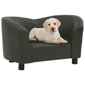 Dog Sofa Dark Grey 26.4"x16.1"x15.4" Faux Leather (Color: Dark Grey Faux, Size: 26.4"x16.1"x15.4")
