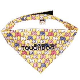 Touchdog 'Bad-to-the-Bone' Elephant Patterned Fashionable Velcro Bandana Multiple Sizes And Colors (Color: Yellow, Size: Large)