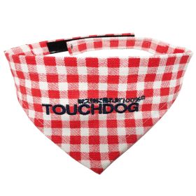 Touchdog 'Bad-to-the-Bone' Plaid Patterned Fashionable Velcro Bandana Multiple Sizes And Colors (Color: Red, Size: Small)