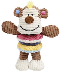 Pet Life 'Giraffe-Cow' Plush Squeaking and Rubber Teething Newborn Puppy Dog Toy (Color: Brown)