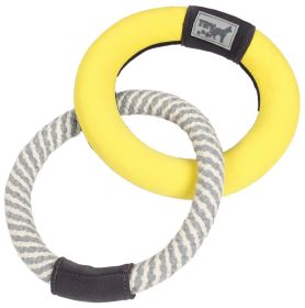 Pet Life 'Ring Toss' Dual-Connecting Jute Rope and Floating Ring Dog Toy (Color: Yelloe)