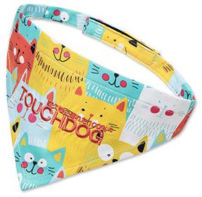 Touchdog 'Head-Popper' Fashion Designer Printed Velcro Dog Bandana (Color: Yellow Blue, Size: Small)