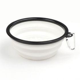 Portable Pet Feeder Travel Foldable Pet Dog Bowl Silicone Collapsible Slow 350ml/1000ml Feeding Bowl (Color: White, Size: 13 cm)
