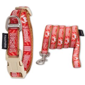 TOUCHDOG 'FUNNY BUN' TOUGH STITCHED EMBROIDERED COLLAR AND LEASH (Color: Redr, Size: Medium)